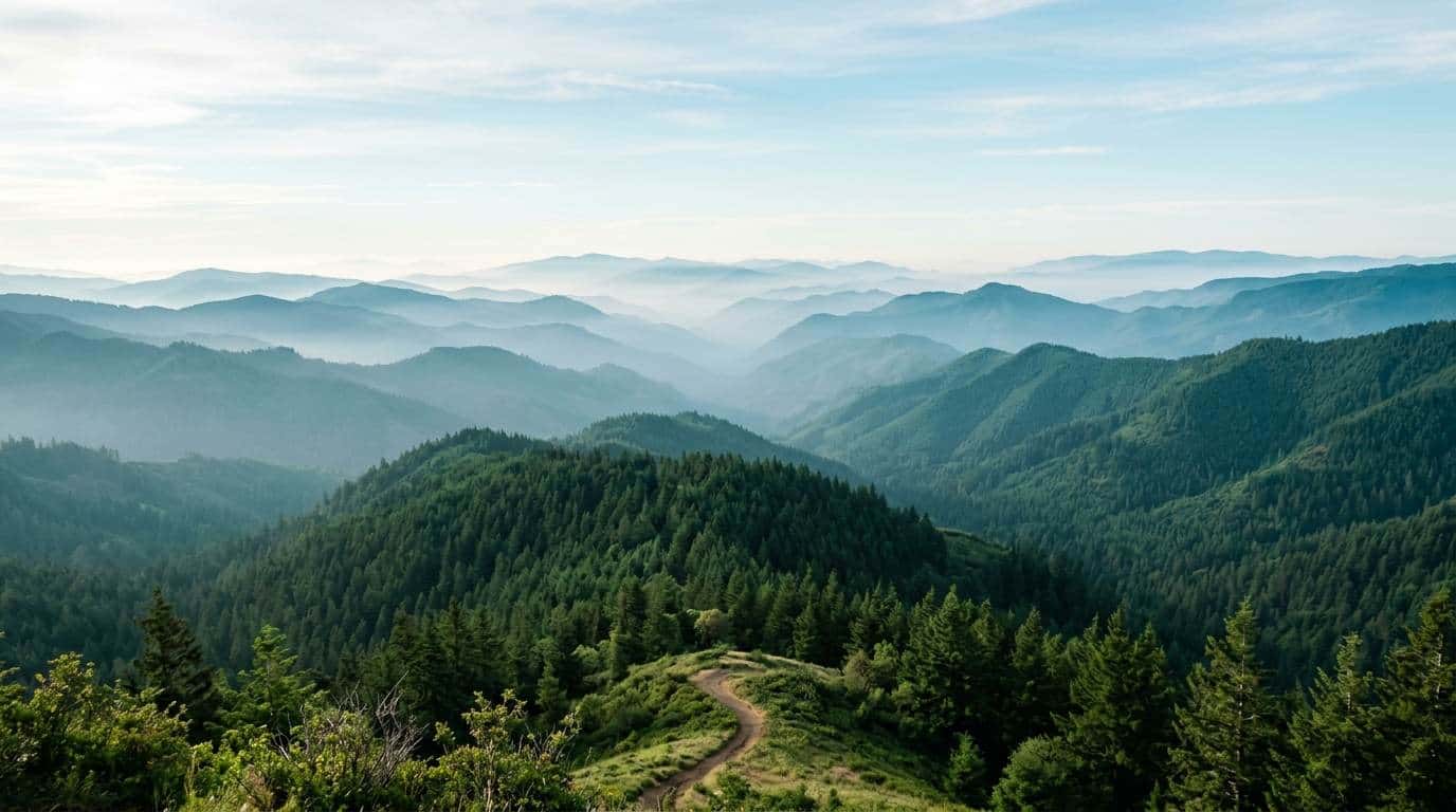 Misty forested mountain landscape
