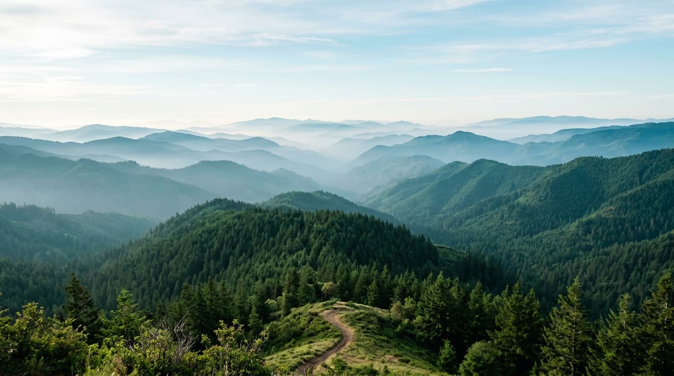 Misty forested mountain landscape