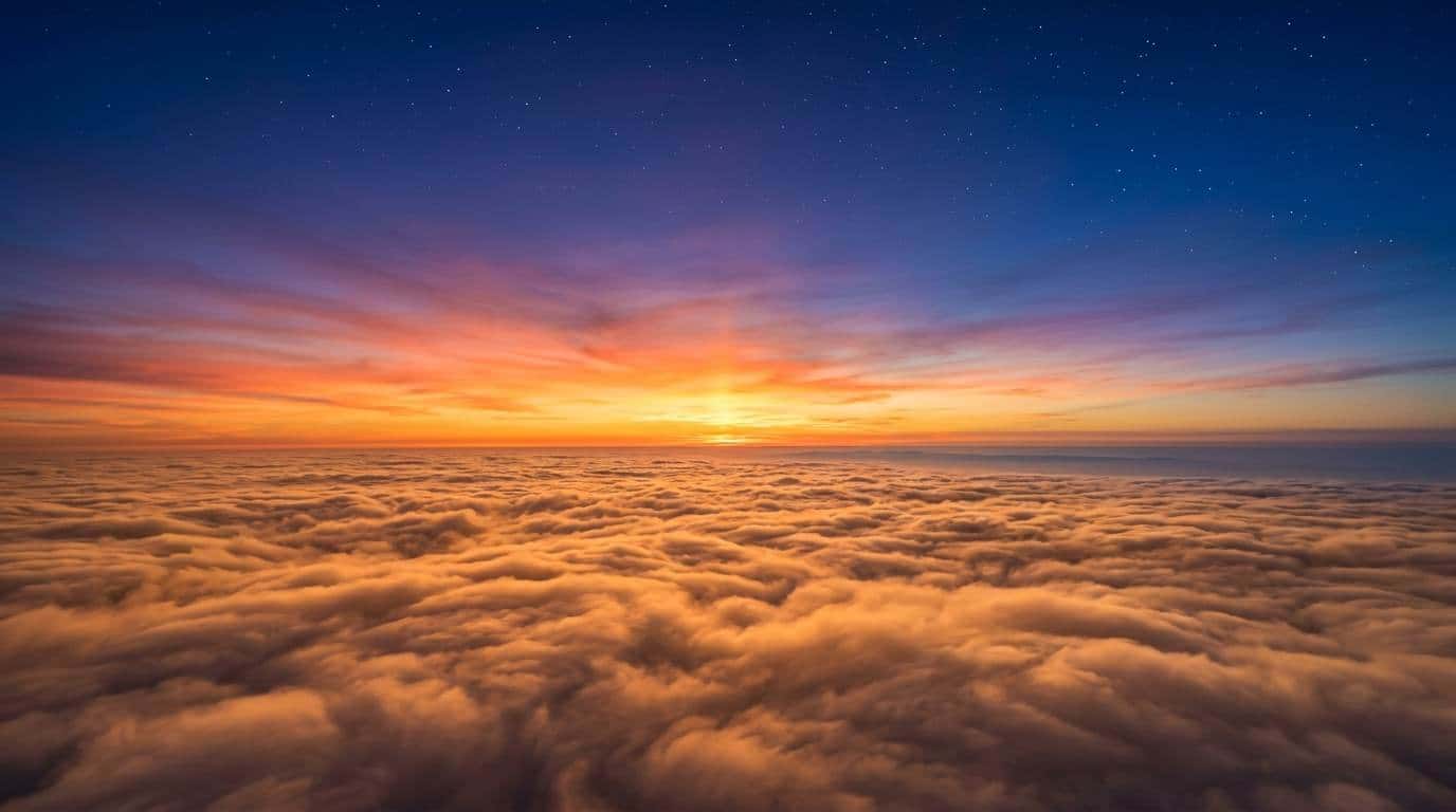 Cinematic twilight sunset sky and golden cloudscape