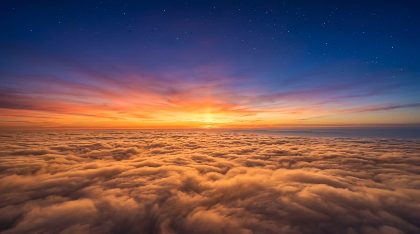 Cinematic twilight sunset sky and golden cloudscape